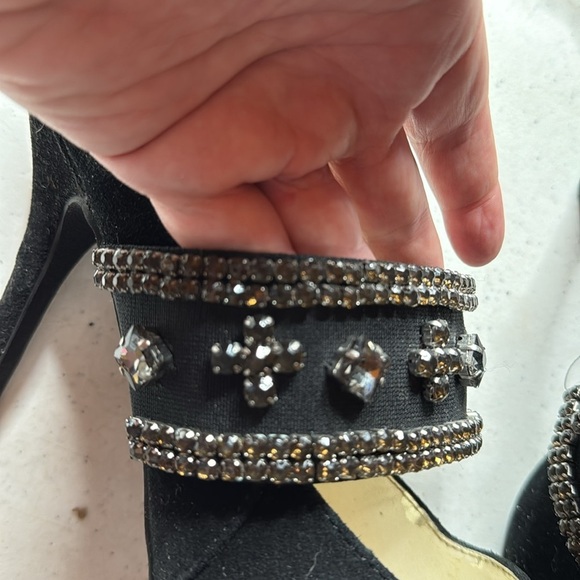 Avon Mark. Black Suede Jewel Encrusted High Heels Size 9 - Picture 7 of 12